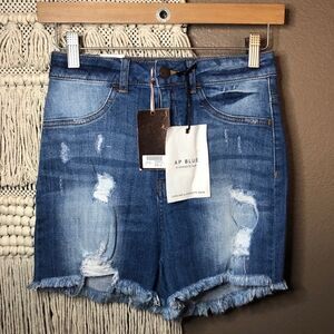 AP Blue by Aphrodite Distressed Denim Shorts